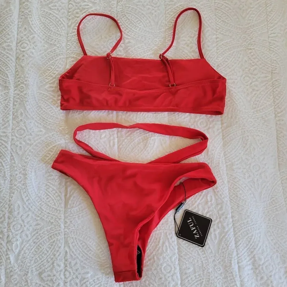 Zaful Red Strappy Bikini Swimsuit – Women’s Size Medium (US 6 / UK 10 / EU 38) N